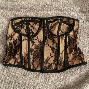 Nude/Black Lace Corset